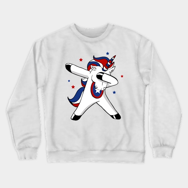 USA Dabbing Unicorn Crewneck Sweatshirt by Bruno Pires